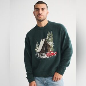 A&F Oversized Holiday Graphic Crew Sweater